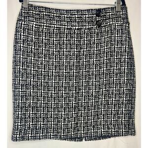 Ann Taylor Size 10 Black/White Boucle Tweed Skirt
